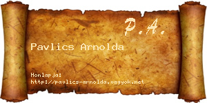 Pavlics Arnolda névjegykártya